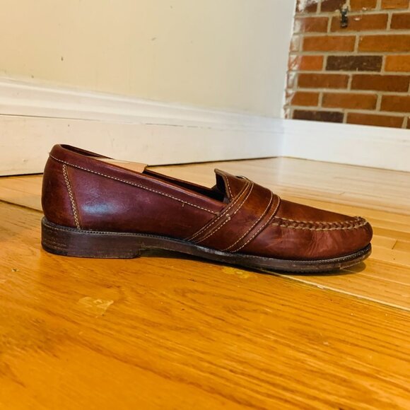 Cole Haan Mens Burgundy Cognac Leather Loafers Size US 10.5 M - Picture 4 of 14